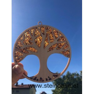 Fensterbild Suncatcher Bernstein - LEBENSBAUM Ø 11cm
